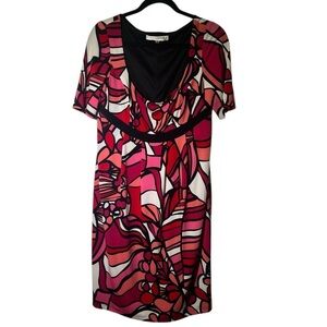 Evan Picone Red Pink Short Sleeve Dress 10
